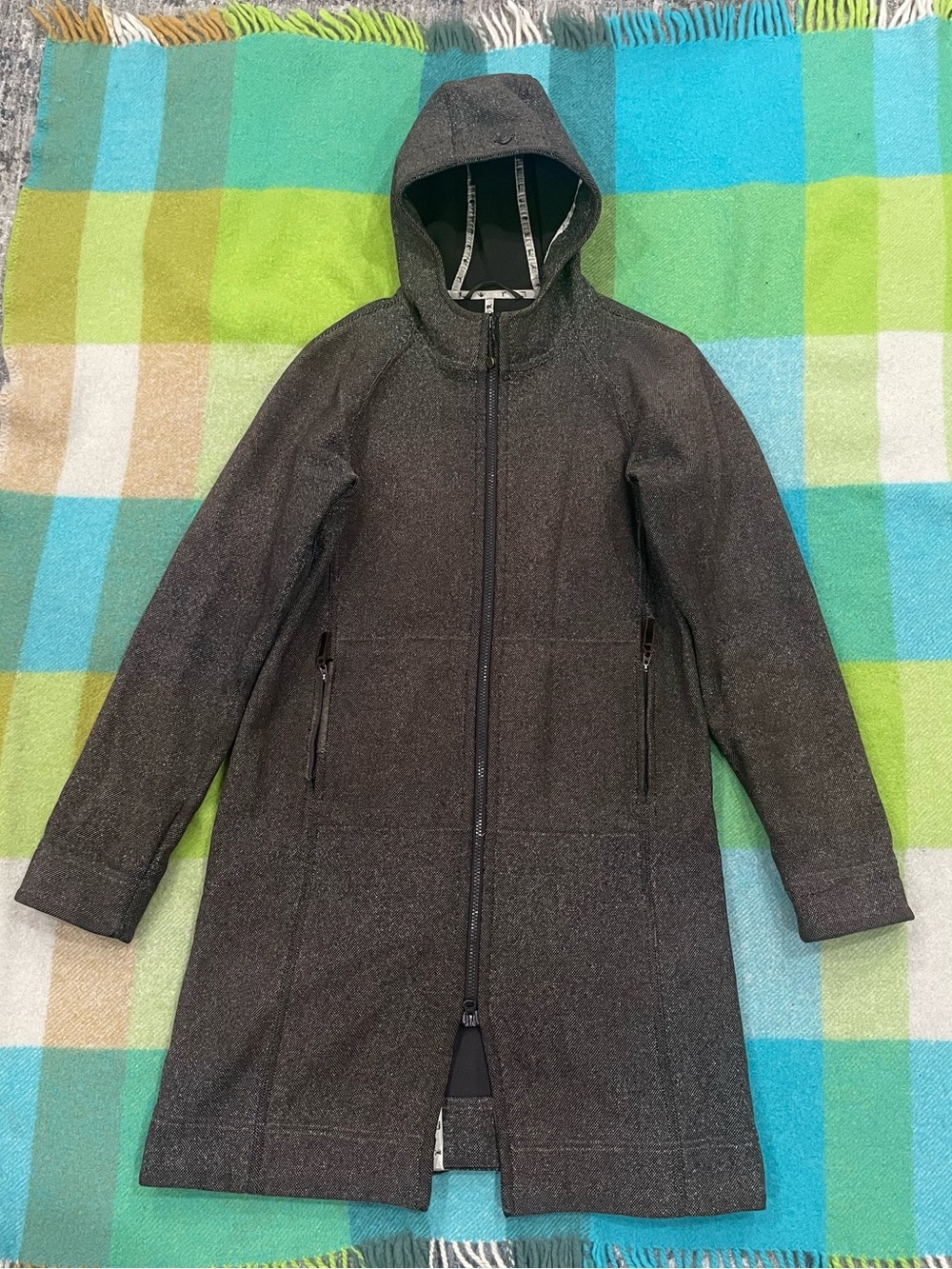 Lululemon Apres Run Tweed Jacket Long Soft Fleece Hooded Brown Women’s